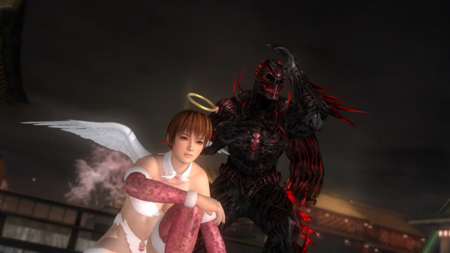 Обои картинки фото видео игры, dead or alive 5, взгляд, существо, ангел, девушка, фон