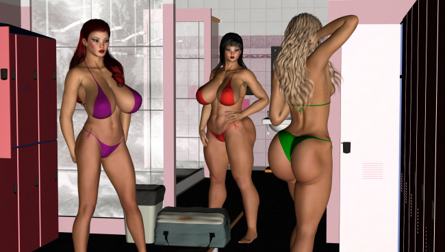 Обои картинки фото 3д графика, люди , people, взгляд, девушки, грудь, фон