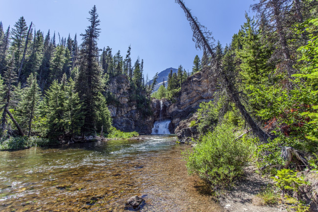 Обои картинки фото природа, водопады, водопад, река, лес