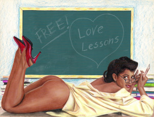 Картинка рисованное люди улыбка девушка доска туфли очки взгляд фон