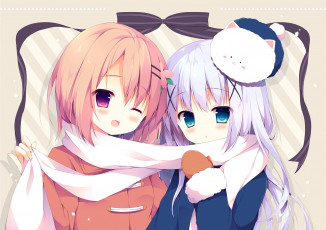 Картинка аниме gochuumon+wa+usagi+desu+ka фон взгляд девушки