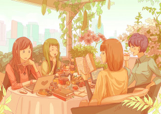 Картинка аниме unknown +другое девушки взгляд фон