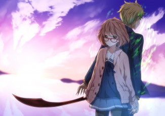 Картинка kyoukai+no+kanata аниме фон взгляд девушка