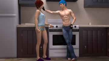 Картинка 3д+графика люди+ people парень взгляд девушка фон