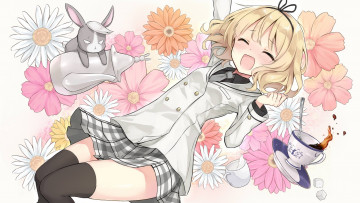 Картинка аниме gochuumon+wa+usagi+desu+ka девушка фон взгляд