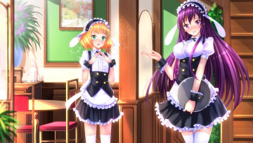 Картинка аниме gochuumon+wa+usagi+desu+ka девушки фон взгляд