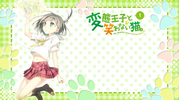 обоя аниме, henneko, девушка, взгляд, фон