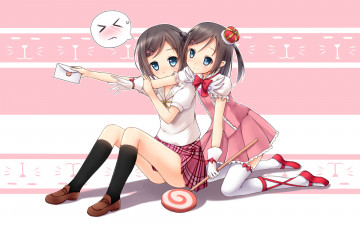 Картинка аниме henneko девушки взгляд фон