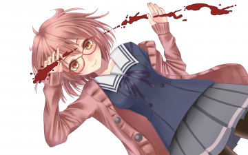 Картинка аниме kyoukai+no+kanata взгляд девушка фон