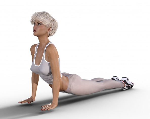 Обои картинки фото 3д графика, спорт , sport, девушка, поза, фон, взгляд