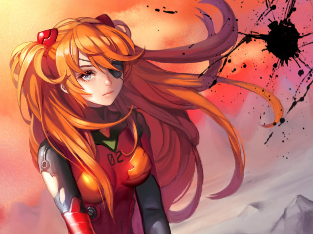 Обои картинки фото аниме, evangelion, souryuu, asuka, langley