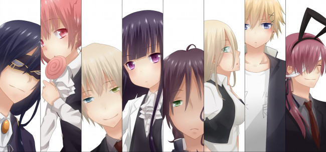 Обои картинки фото аниме, inu x boku ss, коллаж, персонажи