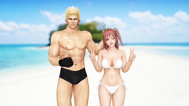 Обои картинки фото 3д графика, аниме , anime, парень, девушка, фон, взгляд