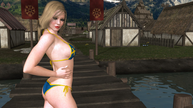 Обои картинки фото 3д графика, люди , people, фон, купальник, девушка, взгляд