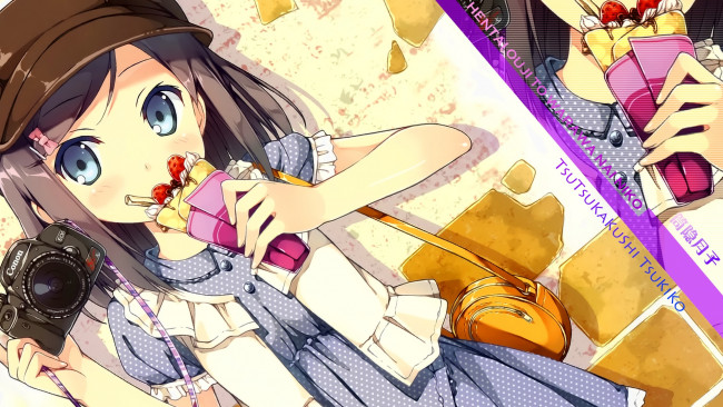 Обои картинки фото аниме, henneko, девушка, взгляд, фон