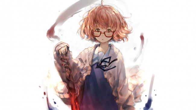 Обои картинки фото аниме, kyoukai no kanata, взгляд, девушка, фон