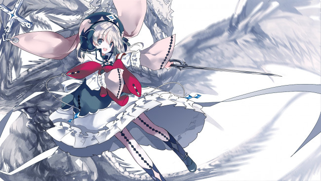 Обои картинки фото аниме, животные,  существа, девушка, взгляд, фон