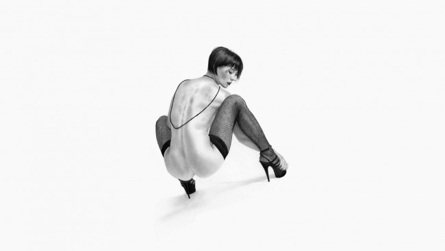 Обои картинки фото рисованное, люди, чулки, фон, девушка