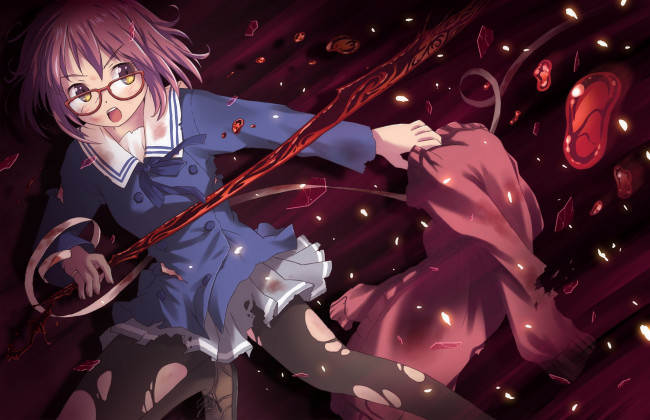 Обои картинки фото kyoukai no kanata, аниме, взгляд, девушка, фон