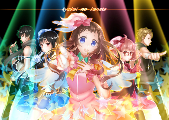 Обои картинки фото аниме, kyoukai no kanata, фон, взгляд, девушки