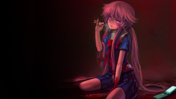 Картинка аниме mirai+nikki фон взгляд девушка