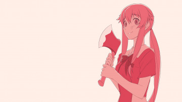 Картинка аниме mirai+nikki взгляд девушка фон