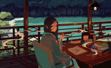 Картинка аниме unknown +другое фон взгляд девушка