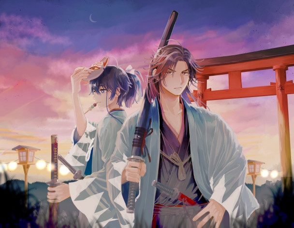 Обои картинки фото аниме, оружие,  техника,  технологии, парни