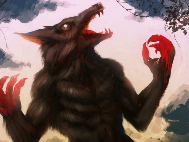 Обои картинки фото фэнтези, оборотни, монстр, кровь