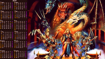 Картинка календари фэнтези девушка существо calendar 2019 дракон