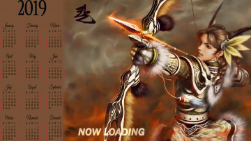 Картинка календари видеоигры оружие девушка перо воительница лук стрела calendar 2019
