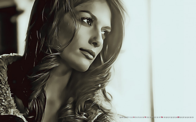 Обои картинки фото календари, компьютерный дизайн, calendar, женщина, лицо, 2019, профиль, девушка