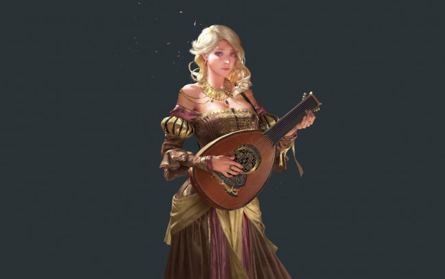 Обои картинки фото фэнтези, девушки, девушка, инструмент, музыка