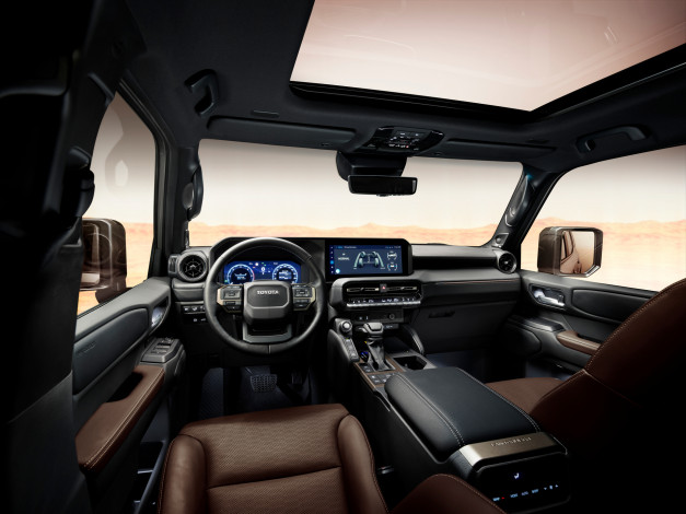 Обои картинки фото 2024 land cruiser first edition, автомобили, интерьеры, land, cruiser, first, edition, панель, приборов, салон, тойота