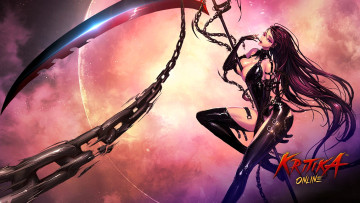 обоя видео игры, kritika online, девушка, наряд, цепи, коса, оружие