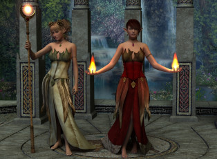 Картинка 3д графика elves эльфы посох магия