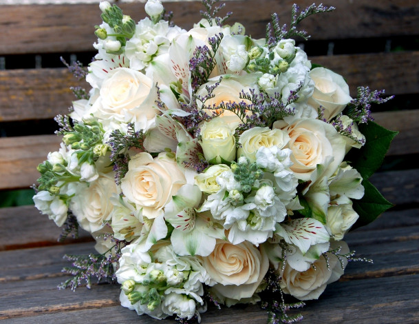 Обои картинки фото цветы, букеты, композиции, белый, розы