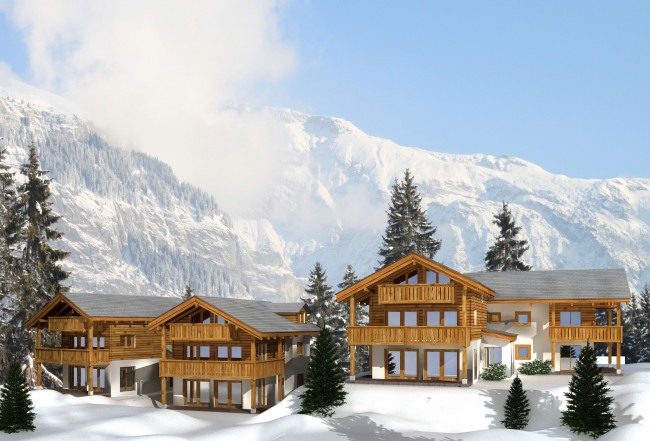 Обои картинки фото разное, компьютерный, дизайн, шале, отель