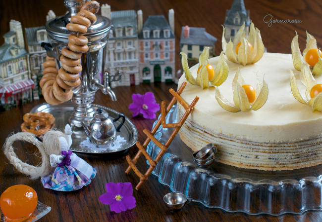 Обои картинки фото еда, торт, только, соломка, кукла, сушки, физалис