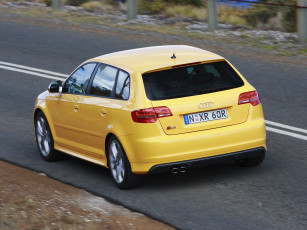 обоя автомобили, audi, желтый, 8pa, au-spec, sportback, s3