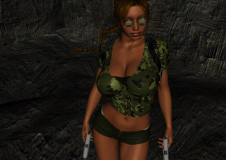 Картинка 3д+графика люди+ people девушка взгляд оружие