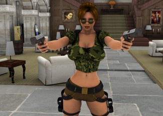 Картинка lara 3д+графика фантазия+ fantasy взгляд оружие девушка