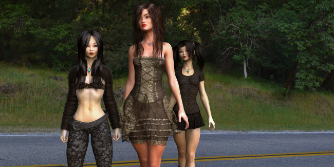 Обои картинки фото 3д графика, люди , people, взгляд, девушки