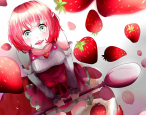 Картинка аниме unknown +другое арт клубника девушка
