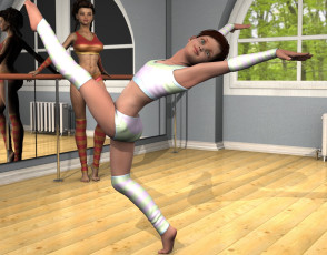 обоя 3д графика, люди , people, девушки, взгляд, гимнастика, фон