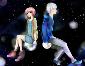 Картинка аниме unknown +другое девушка парень космос арт