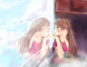 Картинка аниме unknown +другое арт окно отражение девочка