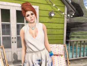 Картинка 3д+графика люди+ people девушка рыжая фон взгляд