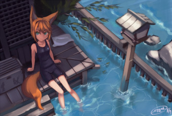 Картинка аниме животные +существа dreadtie арт девочка лиса