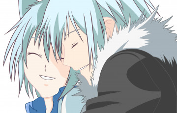 Картинка аниме животные +существа мальчик взгляд девочка фон ушки